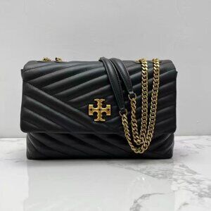 TORY BURCH Kira chevron black shoulder bag